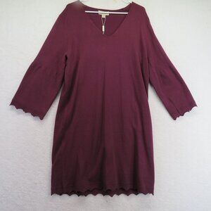 Charlie Paige Dress Womens Size Extra Large Purple  V-Neck Sweater Scallop Hem